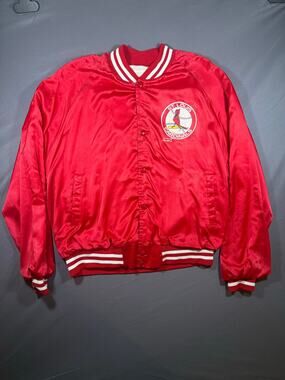Vintage 1992 St. Louis Cardinals Satin Jacket XL Red Locker Line MLB Snap USA